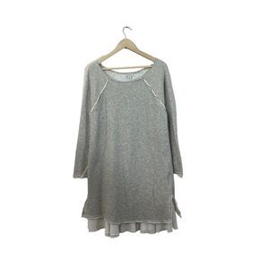 Sundance X-Large Dress Gray Heather Long Sleeve Knee Length Cotton Womens